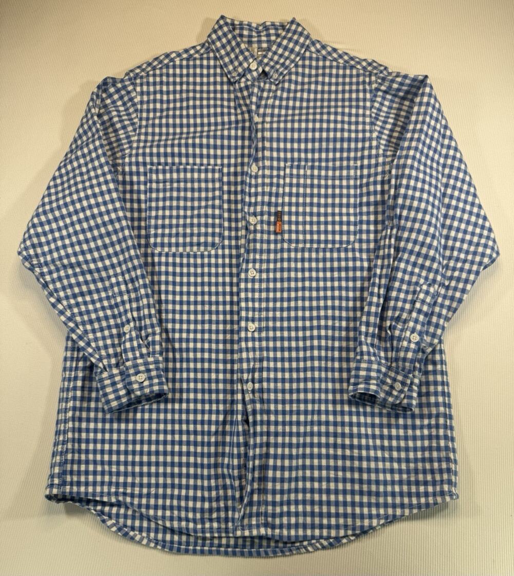 Rasco FR Shirt Mens Large Blue Plaid Flame Resistant Work Button Up Pockets